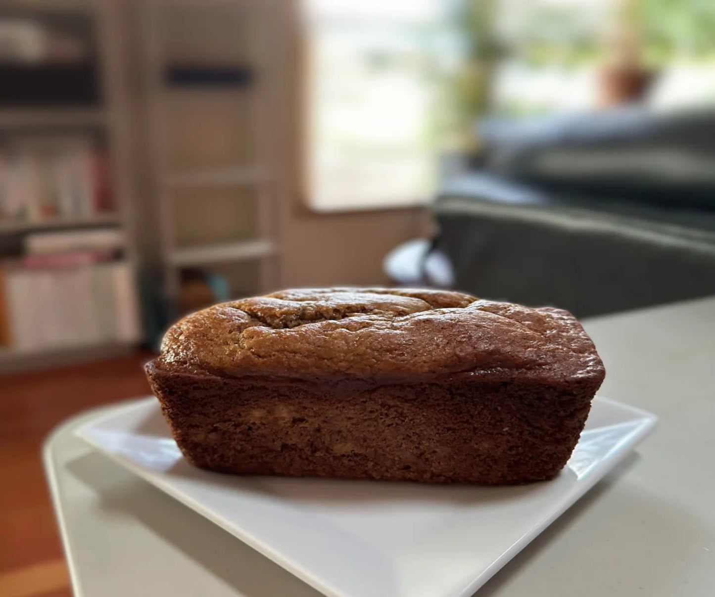 A delicious mini protein banana bread on a table.