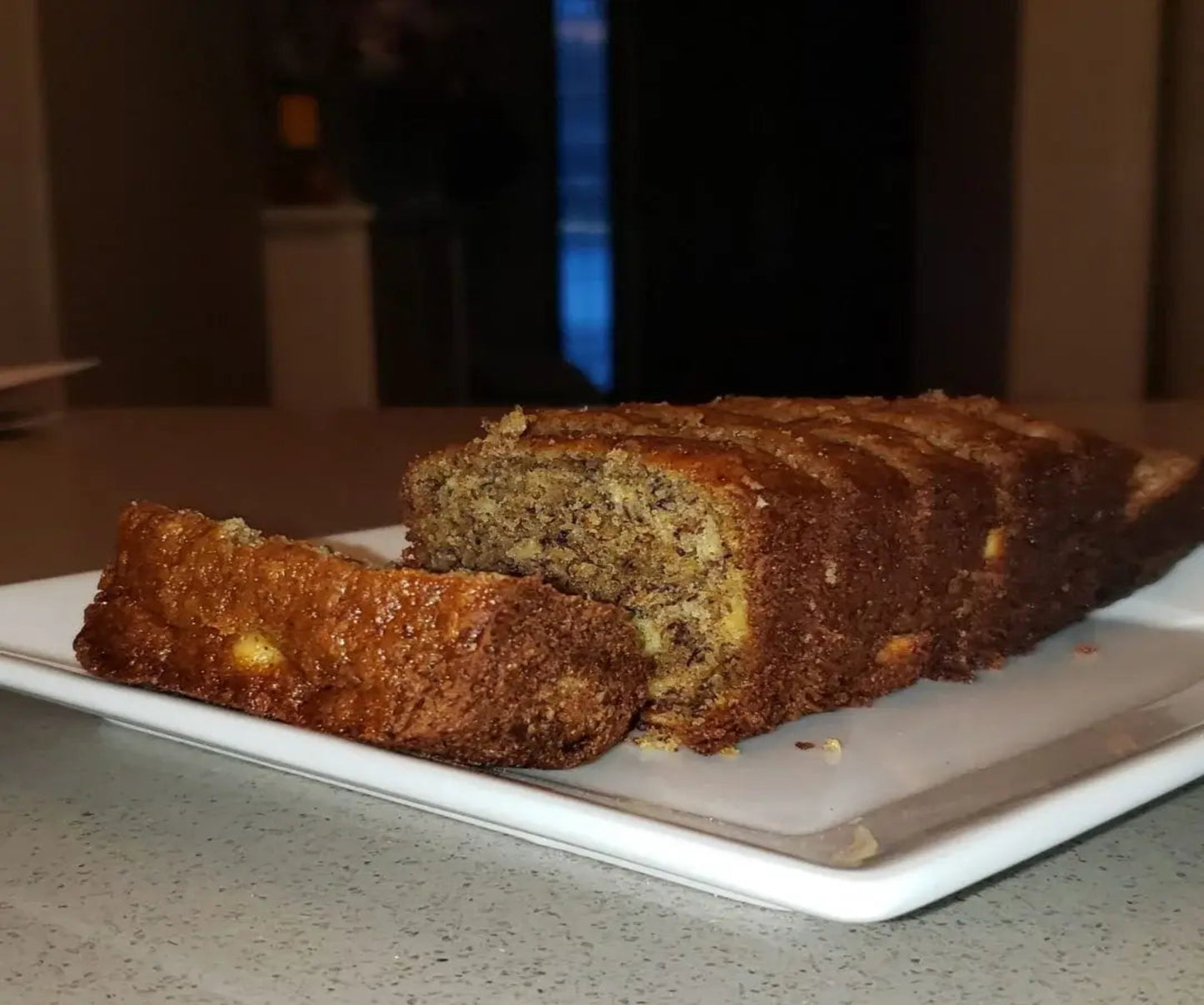 This is our classic banana bread on the table. It's top allergen-free.