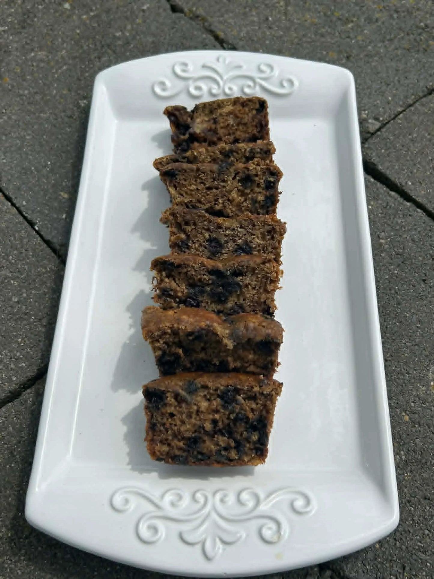 Sliced mini blueberry banana bread.