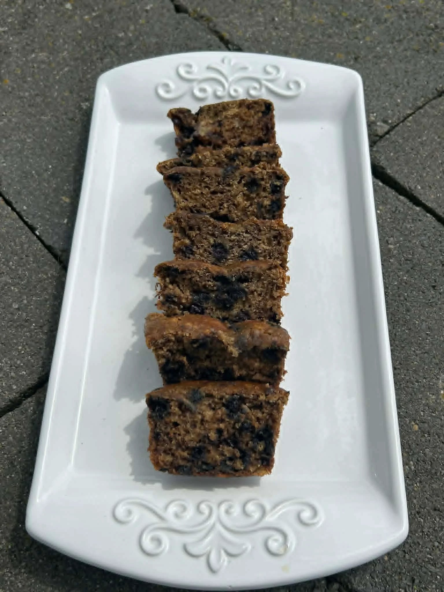 Sliced mini blueberry banana bread.