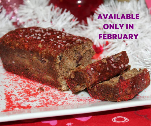 Double chocolate cherry banana bread with sprinkles on top.