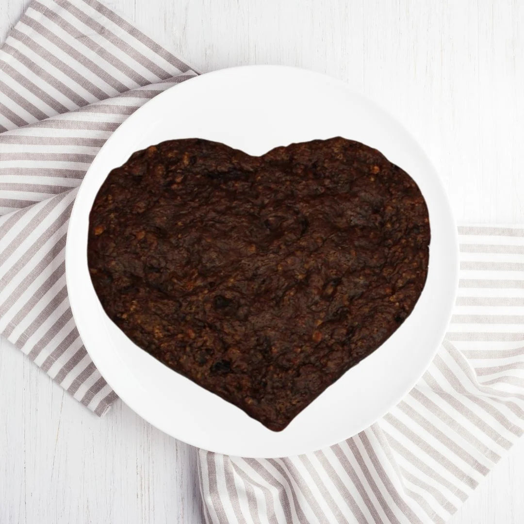 Our heart-shaped double chocolate chip cherry without sprinkles.