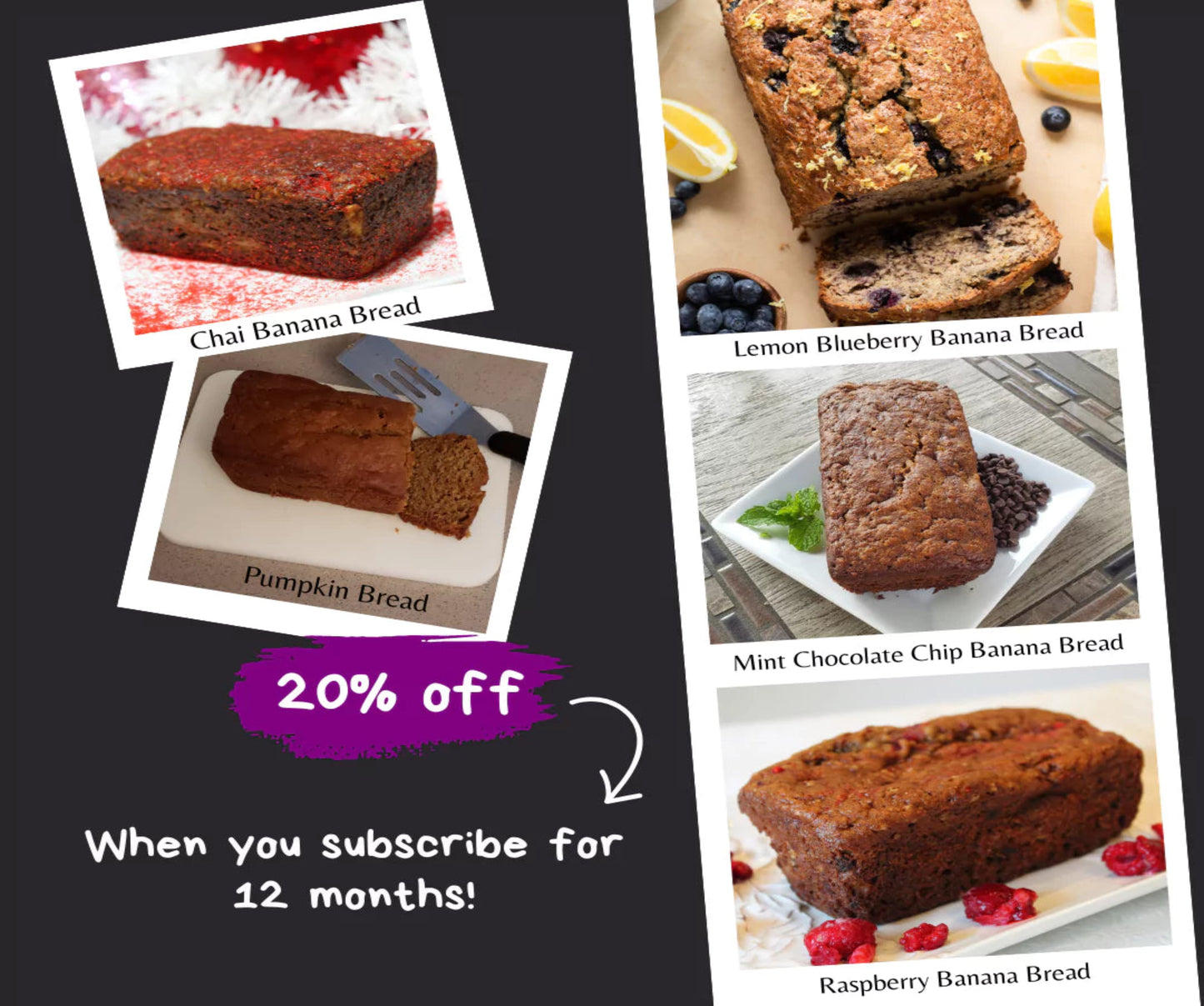 Monthly Seasonal Banana Bread Subscription